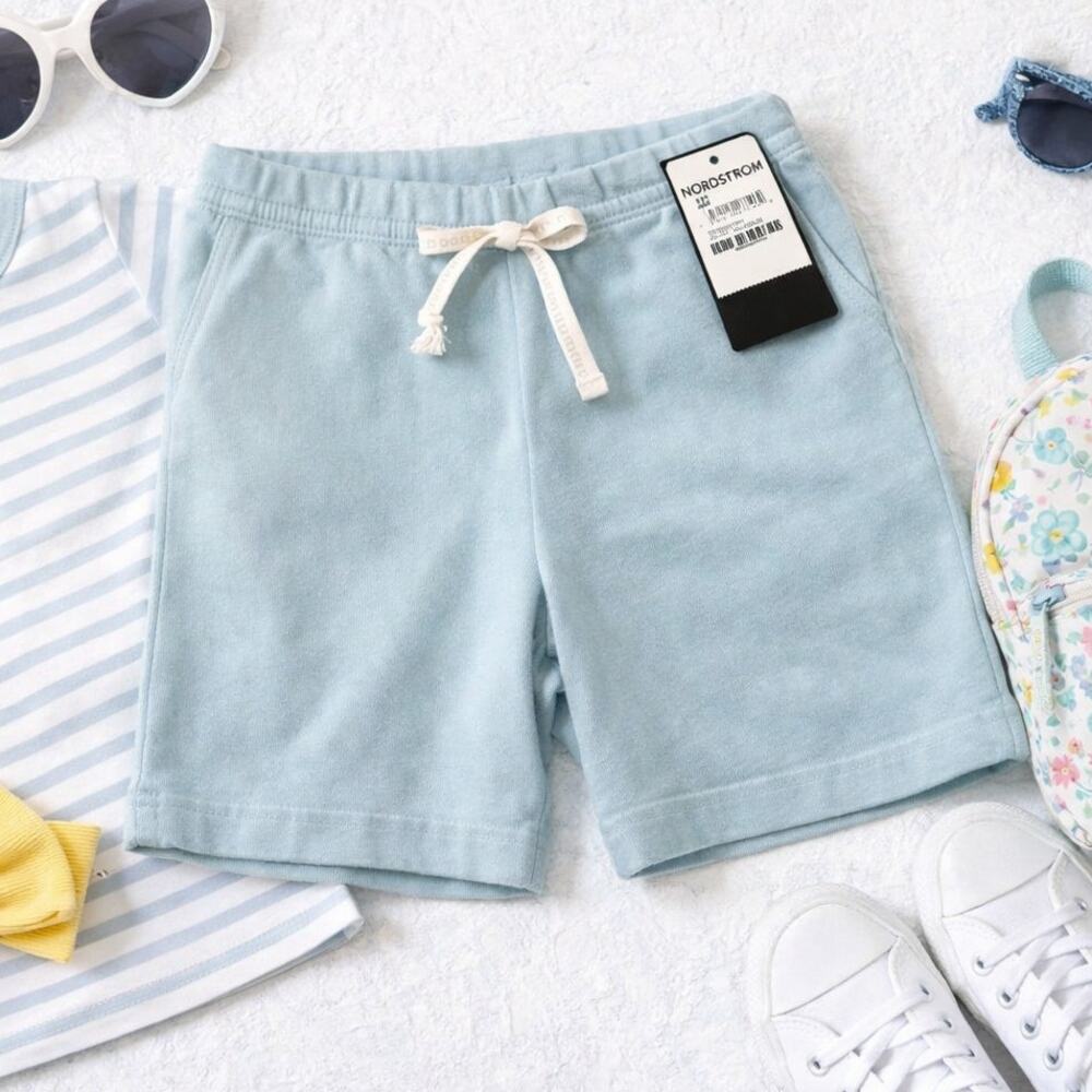 Nordstrom Girls Shorts Blue Drawstring Organic Cotton Size L 10/12 NWT